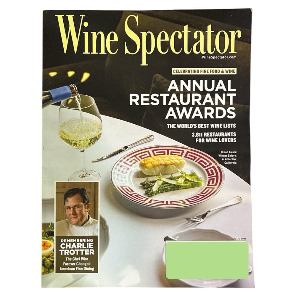 Wine Spectator Magazine August 31 2025 Annual Restaurant Awards Charlie Trotter
